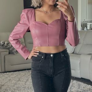 Zara faux leather crop top